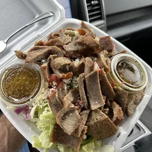Gyro salad, Greek style.