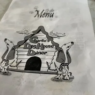 a menu with a doghouse