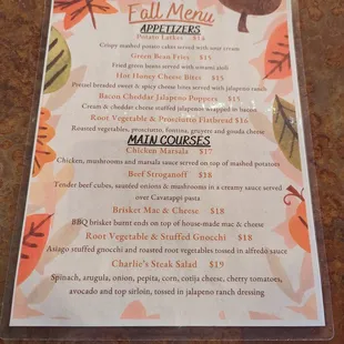 Fall menu.