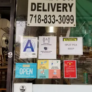 a sign in the window