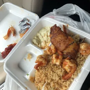 Large Seafood Plate Grilled. Missing part of the items as it was eaten happily