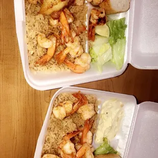 two takeout containers of food