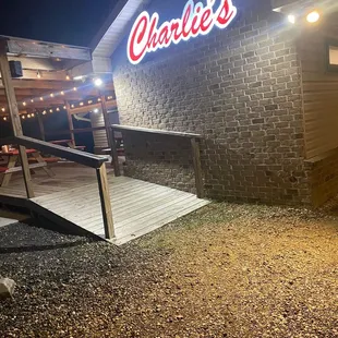 outside of restaurant at night