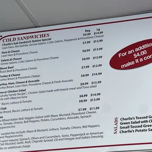 Updated Menu Prices for Feb 2024