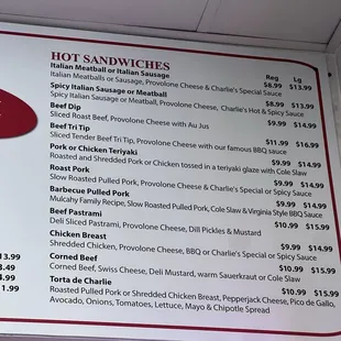 Updated Menu Prices for Feb 2024