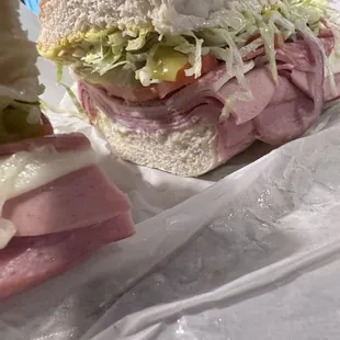 Charlie&apos;s sandwich with extra ham