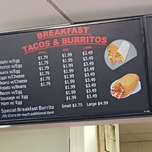 Menu prices as of July 2021