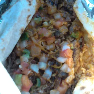 Inside the large special burrito. It&apos;s not that big 3.99