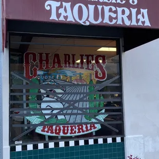 a sign in the window