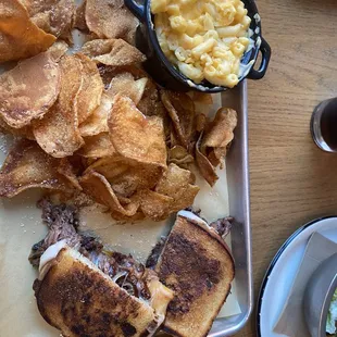 Brisket grilled cheese and Mac and cheese and brisket!