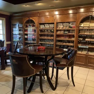 Part of the public lounge space and 1/2 of the humidors.
