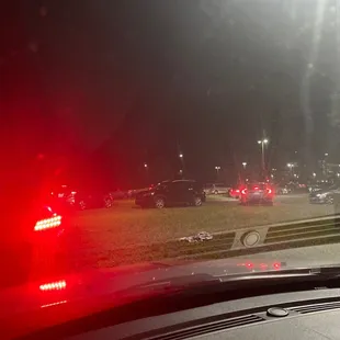 Cars at a standstill after a concert.
