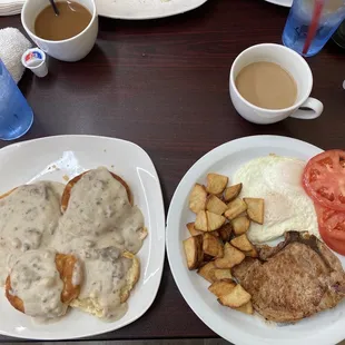 Pork Chop gravy breakfast platter