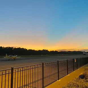 a plane on the runway