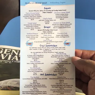 Menu as of Nov 2022