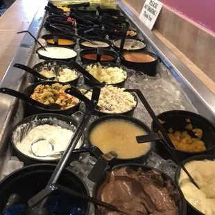 a buffet of different foods