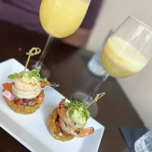 Plantain shrimp Pineapple coconut Bellini
