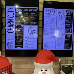 Menu on wall