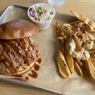 Pulled Pork Sandwich, Crabby Fries