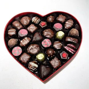 a heart shaped box of chocolates