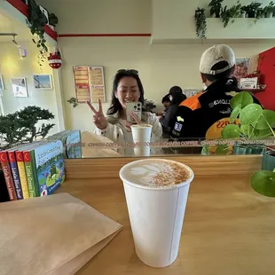 Coffee bar seating to have a sip and take mirror selfies