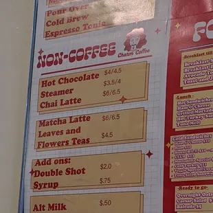 non coffee menu dec 2024