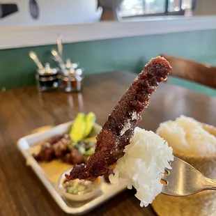 Beef jerky w/ sticky rice