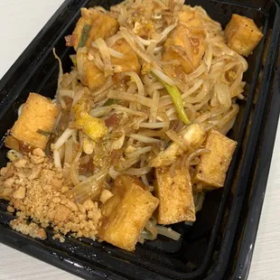 tofu and tofu in a black container