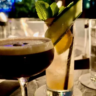Mock-tail and espresso martini.