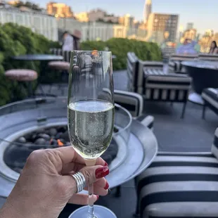 View of the city enjoying a glass of bubbly