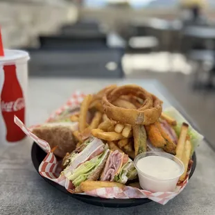 a sandwich and fries