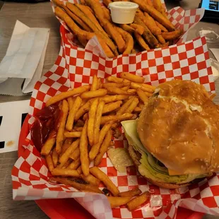 Double cheese burger and large zucchini