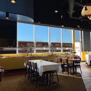 The buffet with so many delicious dishes