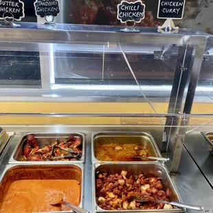 What is available at the buffet.