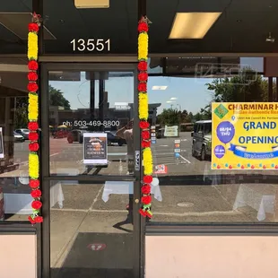 the entrance to the grand opening