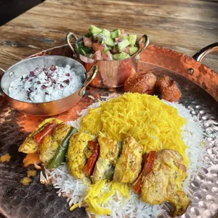 Chicken kabob with saffron Rice!