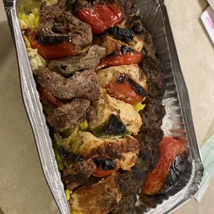 Mixed kebab and saffron rice