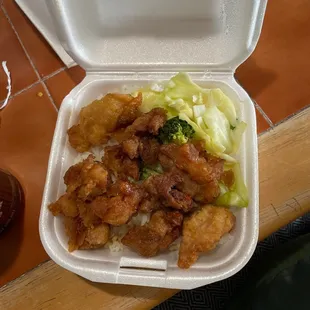 Kids meal with orange chicken