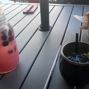 Blueberry lemonade, Moscow mule, Fried Cheese Pickles