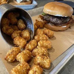 Jalapeño popper burger and French dip burger