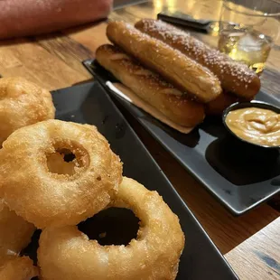 Onion rings and pretzels