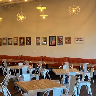 tables and chairs in a restaurant