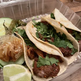 Barbacoa tacos to go - so good!
