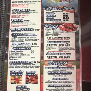 sushi and sashimi, menu