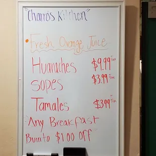 Specials ~ $1 off any breakfast burrito