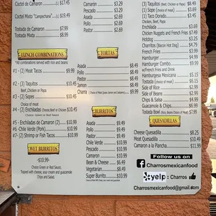 Updated menu as of 2/21/23