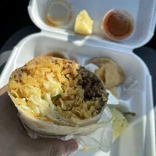 Burrito de &quot;asada&quot; all rice