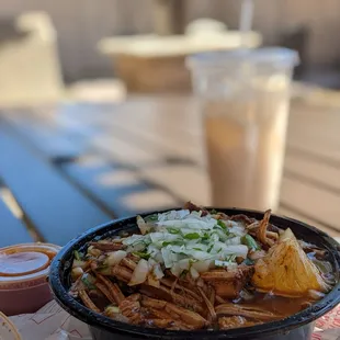 Birria Ramen and horchata