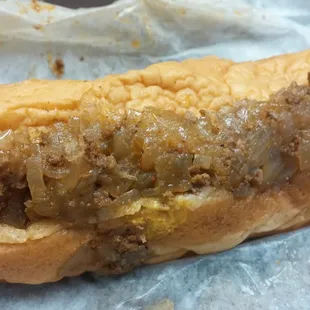 This is what a hot dog with extra chili looks like. Please take note and improve your food, accordingly...