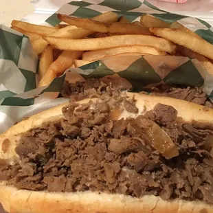 The Pennsylvania cheesesteak with fries